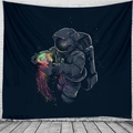 Tapiz de astronauta y medusa luminosa para la decoración de la pared del dormitorio - 150x130cm / Color 4-Astronauta Medusa