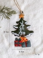 Vintage metal Christmas tree ornament with Welcome text and rustic painted finish - Style G-Christmas Tree
