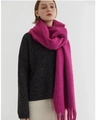 Thick rose pink oversized scarf with long tassels and soft mohair texture for winter - 230*35cm / 17# Purplish Red