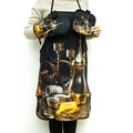Arabic coffee pattern kitchen set with apron, oven glove and pot holder for baking - Brown Teapot (Ramadan Theme)