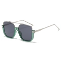 Occhiali da sole a doppio ponte con montatura verde traslucida e aste in metallo - Montatura Argento Montatura Verde Lente Nera C4 / Argento/Verde
