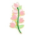 Pink lily flower enamel brooch with green leaves and gold plating for clothing - Bluebell Style (XZ7071)