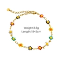 Close-up of colorful enamel daisy bracelet with golden chain and adjustable lobster clasp - 5003 Anklet Multicolor