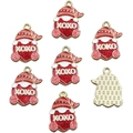 Detail of red and gold Santa pendants with XOXO lettering and golden grid back texture - Style 16-Red Hat Gnome
