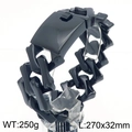 Thick black titanium steel Cuban chain bracelet with 32mm diamond cut and heavy links - Black Color Polished Bracelet (KB187463-KJX)