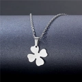 Collana quadrifoglio minimalista in acciaio inossidabile argento lucido - Quadrifoglio