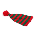 Christmas knit elf hat with red and green horizontal stripes and large red pompom - Red and Green Wide Stripes with Red Pom-pom (D)
