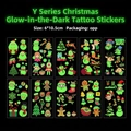 Glow in the dark Christmas temporary tattoos with Santa, reindeer and snowman designs - Luminous Christmas Tattoos (Y061-070)