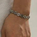 Bracciale da uomo in acciaio inossidabile argento con maglie a forma di ingranaggio - Bracciale a Maglie Ingranaggio Girasole Argento in Acciaio Inossidabile