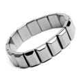 Detailed view of silver rectangular metallic magnetic beads on an elastic yoga bracelet - Trapezoid Hematite Bracelet