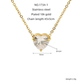 Collar de acero inoxidable chapado en oro 18k con colgante de circón de 9mm - Blanco