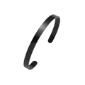 Modern minimalist black stainless steel open C-shaped bangle with a flat smooth finish - 4mm / Stripes / Black