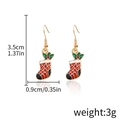Dangle Christmas stocking earrings with red and green enamel and golden alloy finish - Red and Green Christmas Sock (D1108)