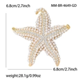 Squisita spilla a stella marina dorata con perle bianche e strass scintillanti - Oro