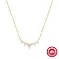 Collar de plata S925 con tres circonitas blancas apiladas sobre una cadena bañada en oro - Plata 925 / Dorado