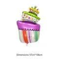 Multi-colored tiered cake aluminum foil balloon with Feliz Cumpleaños text 57x106cm - Spanish Tilted Cake Balloon