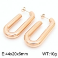 U-shaped hollow earrings in rose gold finish measuring 44x20mm with 10g weight - B-Style Long U-Shaped Hollow Earrings / Rose Gold