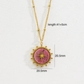 Détail du collier en acier inoxydable doré 14K avec pendentif étoile et pierre rose 20,5mm - Rhodonite