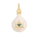 Golden vase-shaped pendant with white enamel and blue evil eye detail charm - L086376 / White
