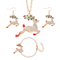 Golden Christmas jewelry set with reindeer necklace, earrings, and bracelet with crystals - Reindeer 3-Piece Set