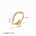 Vergoldeter Titanstahlring mit zehn Zirkoniasteinen und 2mm Breite für Damen - Einstellbar Offen / Gold