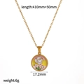 Dettagli del ciondolo floreale vintage da 17,2 mm e della catena in acciaio inox 410 mm - Fiore Tondo Giallo (TN3671-YW)