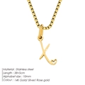Premium gold stainless steel letter K pendant necklace with heart detail on box chain - Letter X / 38+5cm / Gold