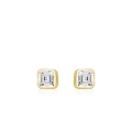 Elegante s925 Silber Quadrat Ohrringe mit Goldbeschichtung und klaren Zirkoniasteinen - Einheitsgröße / Goldene Ohrringe