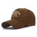 Casquette de baseball en velours côtelé marron foncé avec broderie et visière courbée - Réglable / café