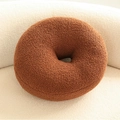 Brown doughnut-shaped cushion made of textured bouclé fabric on a white plush sofa - 40*40cm/0.5kg / Donut