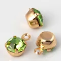 Three green zircon pendants with gold four-claw setting for DIY jewelry making - 1 Piece / Gold Plated with Green Zirconia