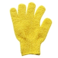 Guanto esfoliante a cinque dita giallo in nylon smerigliato per lo scrub del corpo - M / Giallo