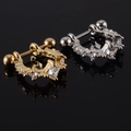Surgical steel zircon tragus earrings in gold and silver finishes with crystal accents - NO 17
