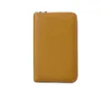 Cartera larga de cuero amarillo mostaza con protección RFID y textura de grano fino - Amarillo