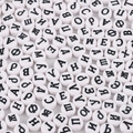 Flat lay close-up of 4x7mm white acrylic beads with black Cyrillic letters for DIY jewelry - White & Black Russian Letters