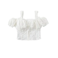 Elegante set bianco a due pezzi con top e gonna in pizzo e decorazione a fiocco - S / Tops / Bianco