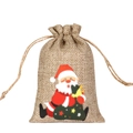 Christmas burlap drawstring gift bag with classic red and white Santa Claus pattern - Classic Santa B-06 / 10*15cm