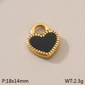 Klassischer Herzanhänger mit schwarzer Emaille und vergoldetem Rand, Größe 18x14mm - Schwarzes Emaille Herz Mit Zahnradrand (KLJ8372-Z)