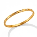 Bracciale rigido dorato in acciaio inossidabile con otto zirconi cubici incastonati - Oro (KAS845)