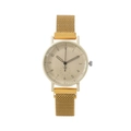 Minimalist women's gold mesh strap quartz watch with modern cream dial and Arabic numerals - Gold
