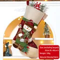 Large Christmas stocking with 3D snowman, red and green festive decor, 48cm size - Snowman (105-B)