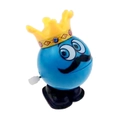 Dettaglio del giocattolo a molla pagliaccio con corona dorata e corpo blu su bianco - Clown Blu con Corona Dorata