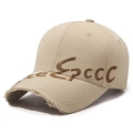 Khaki vintage distressed baseball cap with Epccc embroidery and worn-out details - Adjustable / Deep Beige