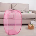 Pink foldable mesh laundry basket with breathable polyester fabric and side handles - Pink / Standard (30x30x46cm)