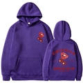 Purple hooded sweatshirt with Cherries Social Club back print in size medium - S / Purple Slogan