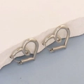 Silver stainless steel heart hoop earrings with polished irregular minimalist design - Silver Style K7-17