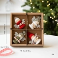 Set of 4 wool felt Christmas angel dolls in festive red and white gift box packaging - Style J (Set of 4)