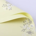 Floral waterproof wrapping paper in light yellow with elegant white rose patterns - Mountain Flowers / Ruocao Green