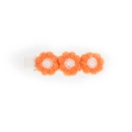 Detail of three-flower crochet hair clip with orange petals and soft white centers - Orange and White