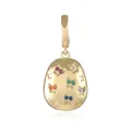 Detailed close-up of 18k gold-plated oval pendant with colorful butterfly crystal inlay - Multi-color Oval